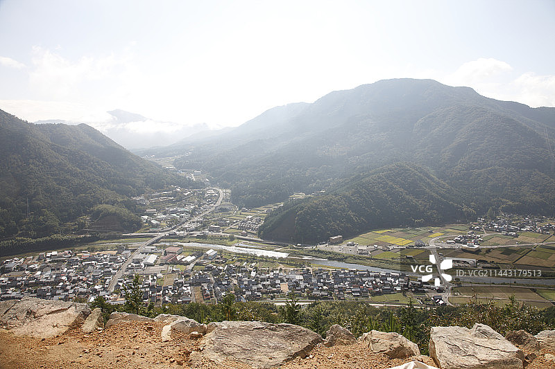 日本兵库县朝来市竹田城遗址图片素材