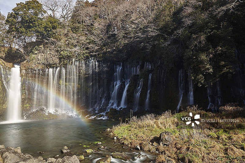 日本静冈县富士宫市白丝瀑布图片素材