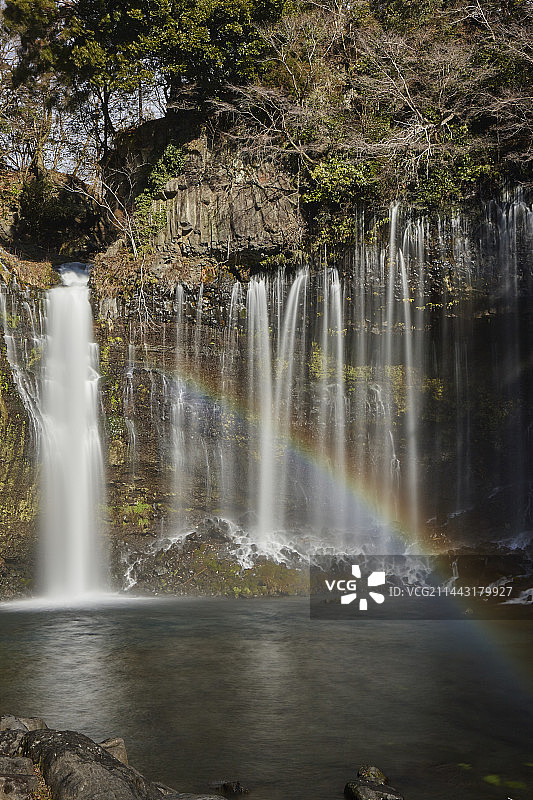 日本静冈县富士宫市白丝瀑布图片素材