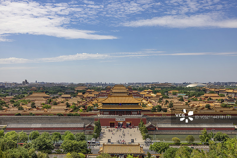 北京景山公园俯瞰故宫博物院图片素材