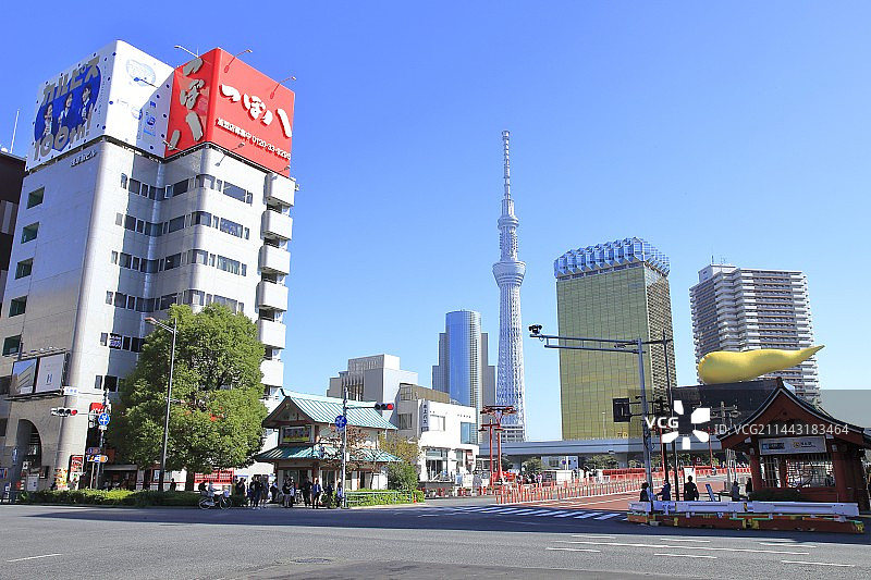 日本东京台东区吾妻桥十字路口图片素材