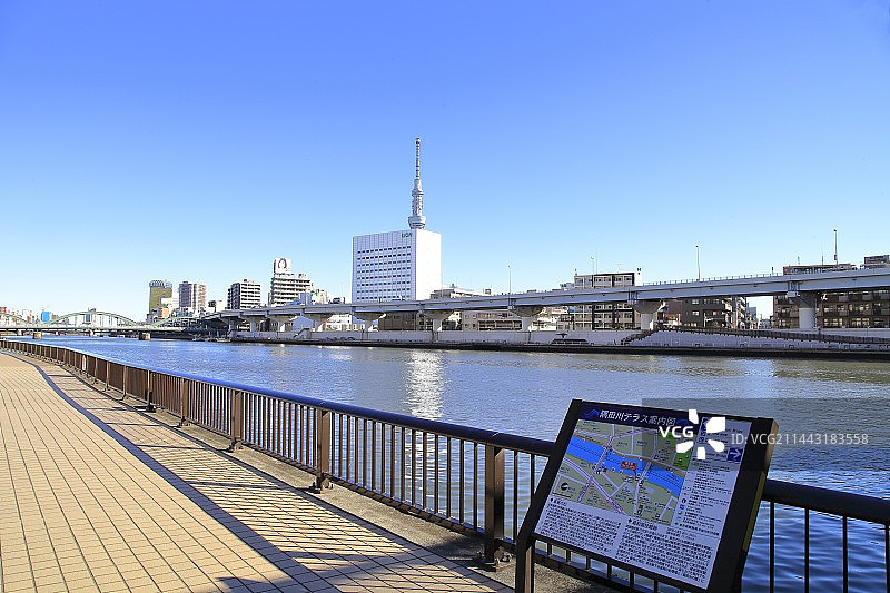 从东京隅田川眺望两国图片素材