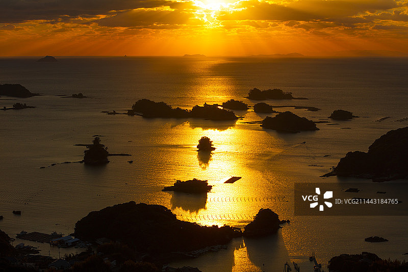 日本九十九岛的傍晚景色，长崎县佐世保图片素材