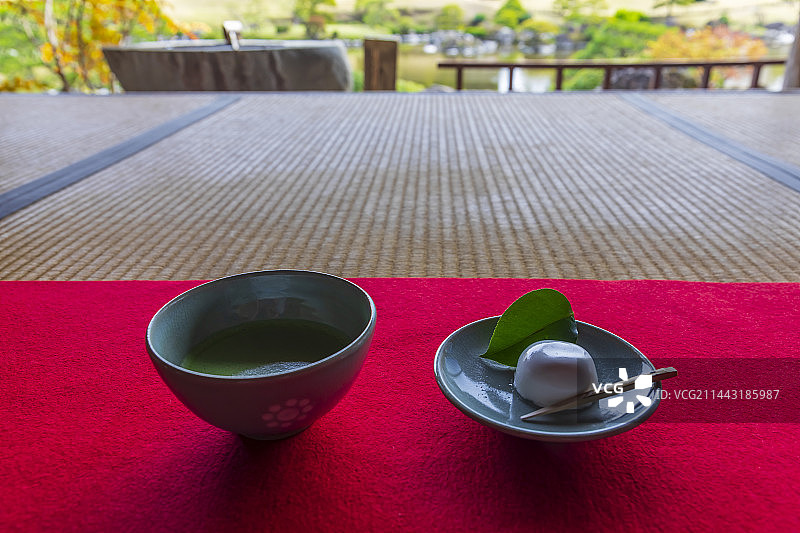 日本熊本市：献茶室与抹茶图片素材