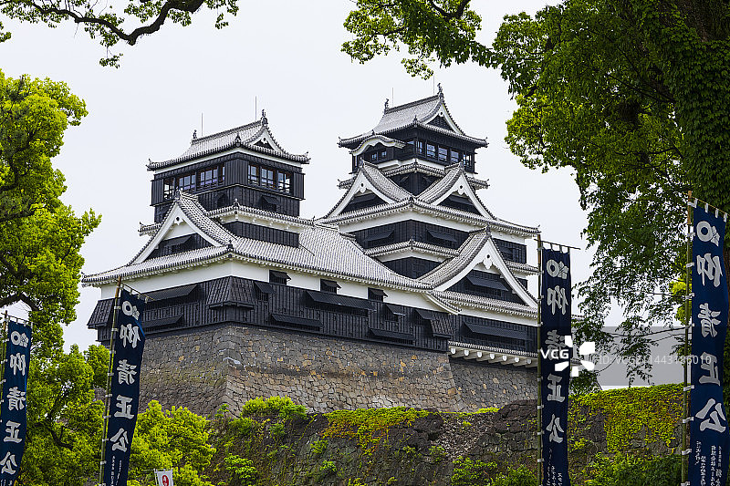 日本熊本县熊本市的熊本城天守阁图片素材