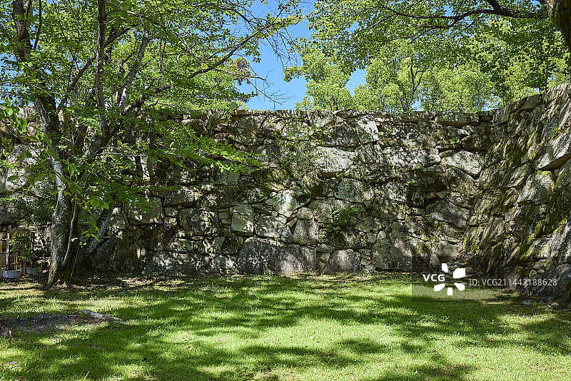 夏季广岛城石墙，广岛县广岛市图片素材