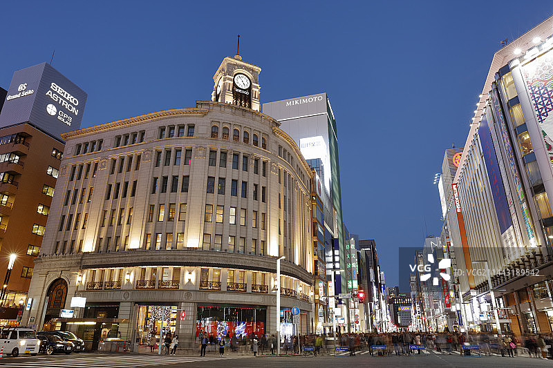 东京中央区银座四丁目路口图片素材