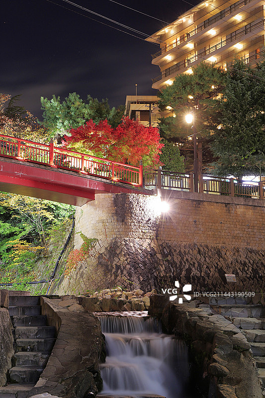 日本兵库县神户市有马温泉夜景图片素材