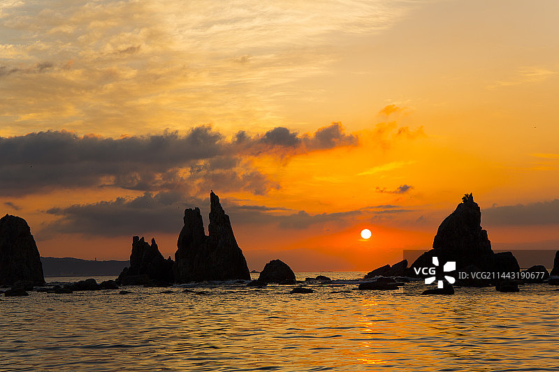 日本和歌山县桥杭岩日出图片素材