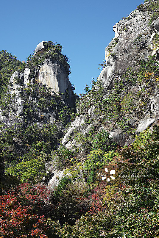 秋季的升仙峡，日本山梨县甲府市图片素材
