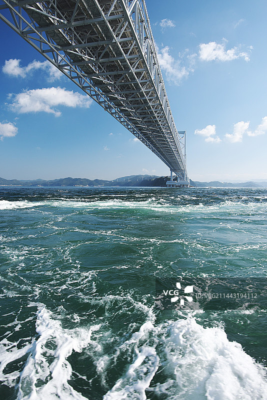 日本德岛县鸣门海峡漩涡与大鸣门桥图片素材