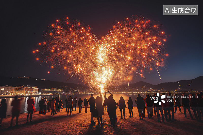 【AI数字艺术】心形烟花图片素材