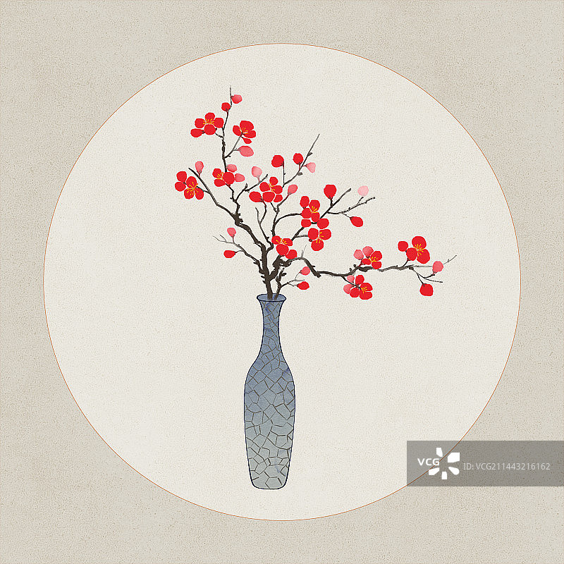 一枝红梅图片素材