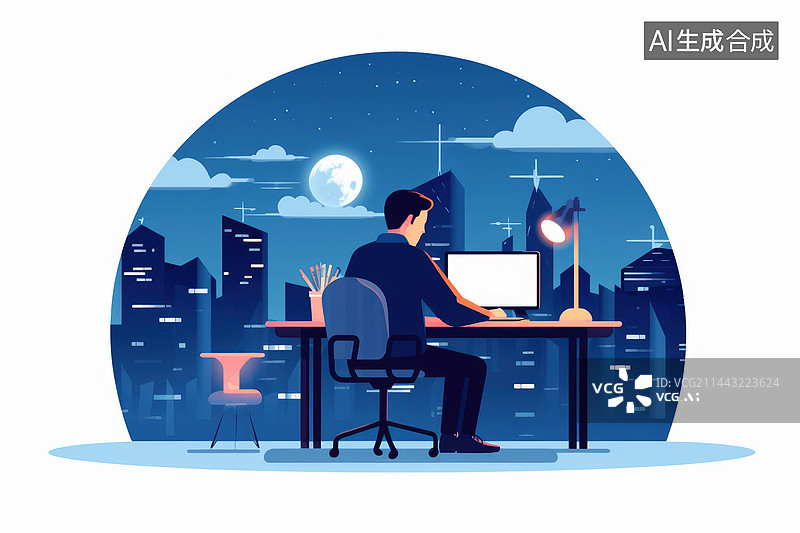 【AI数字艺术】一位男士在家使用笔记本电脑工作学习图片素材