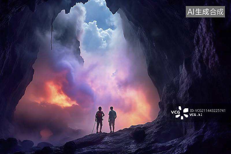 【AI数字艺术】朋友徒步探险图片素材