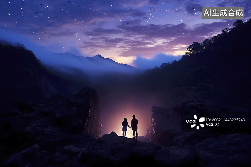 【AI数字艺术】朋友徒步探险图片素材