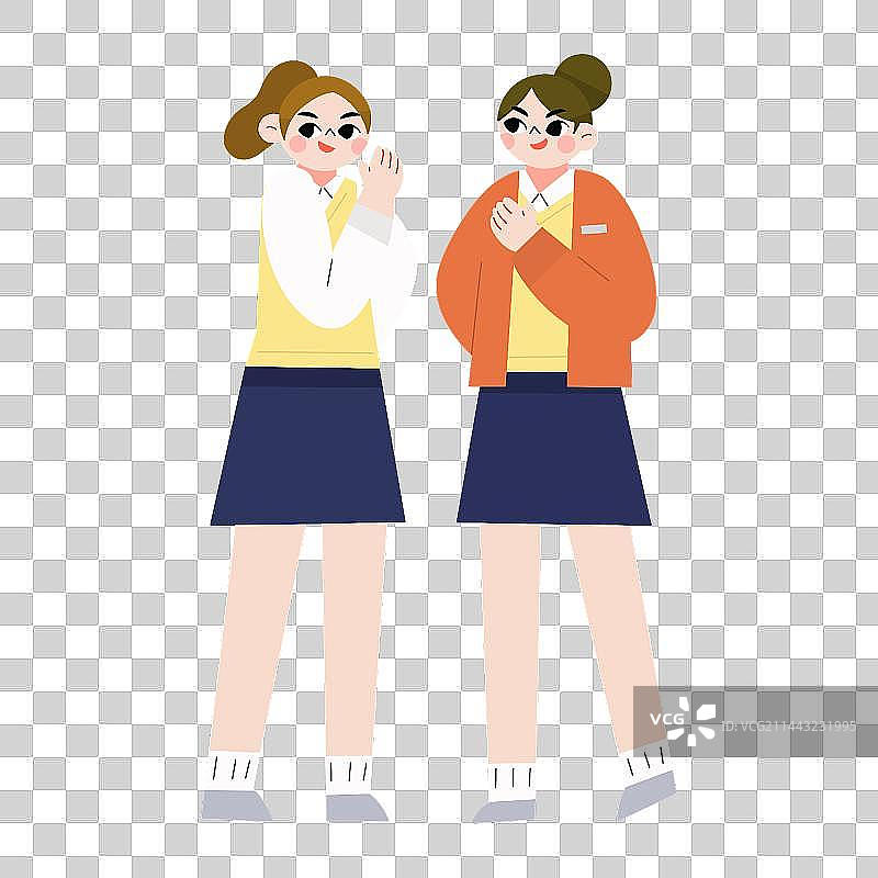 女孩们八卦议论说悄悄话插画元素图片素材