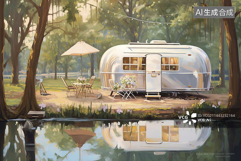 【AI数字艺术】复古的露营车图片素材