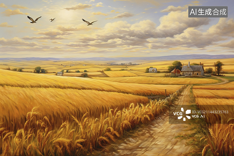 【AI数字艺术】风吹麦浪图片素材