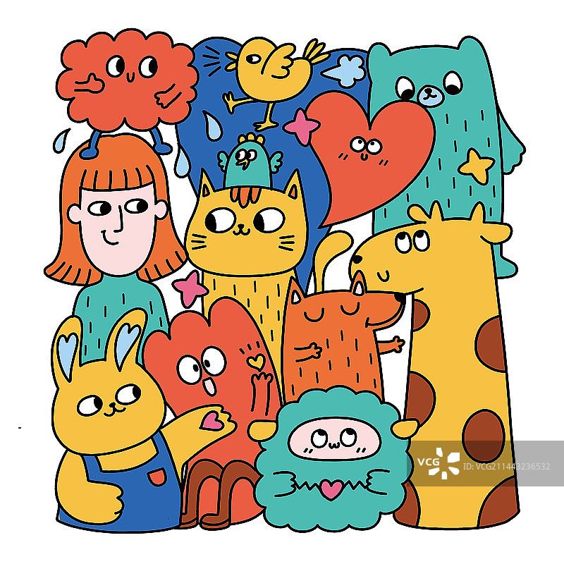 可爱动物涂鸦图片素材