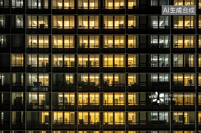【AI数字艺术】城市现代办公大楼玻璃幕墙外立面图片素材