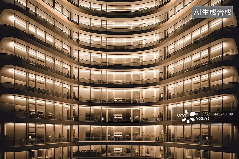 【AI数字艺术】现代建筑中庭天井玻璃幕墙图片素材