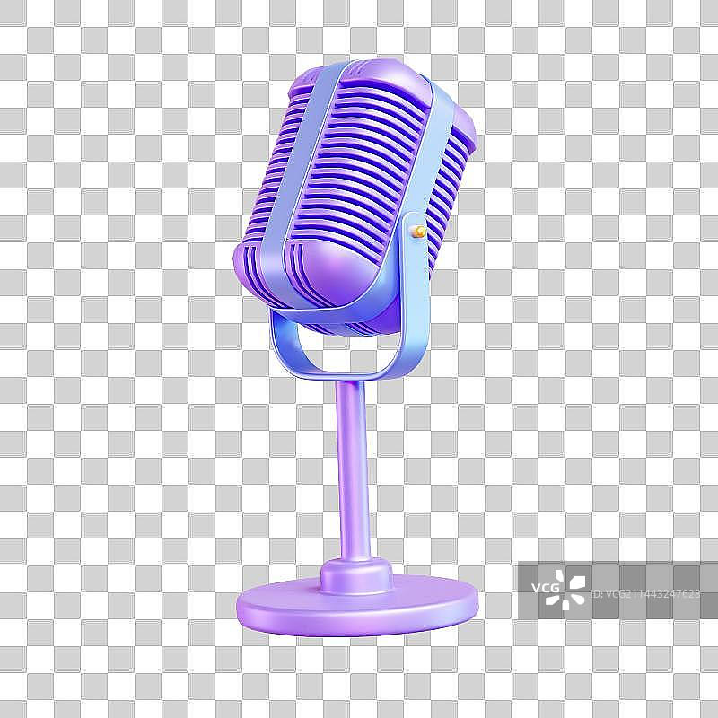 C4D紫色时尚麦克风话筒元素图片素材