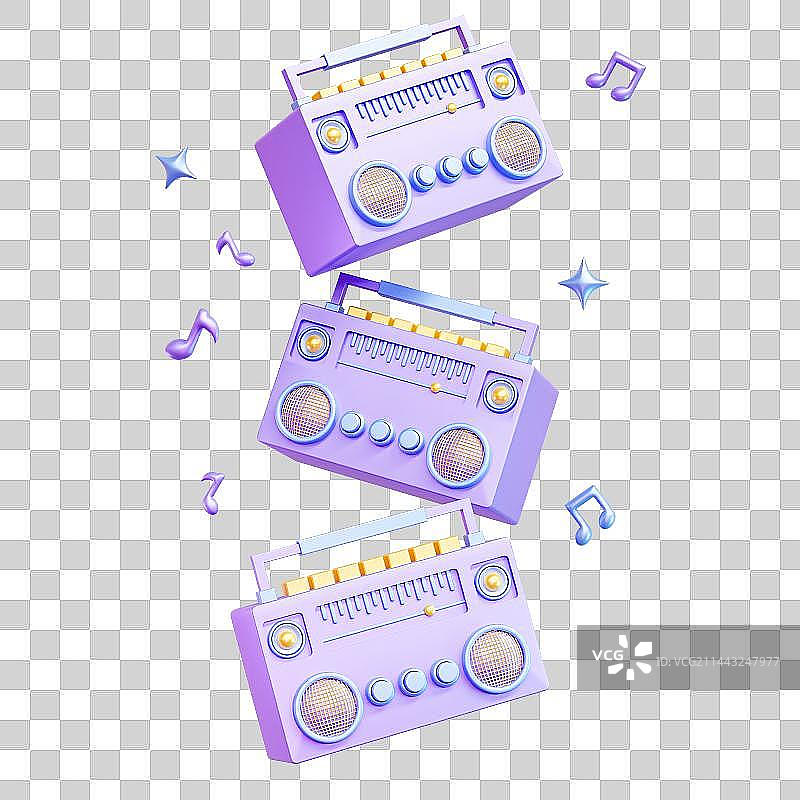 C4D时尚紫色收音机扩音器图片素材