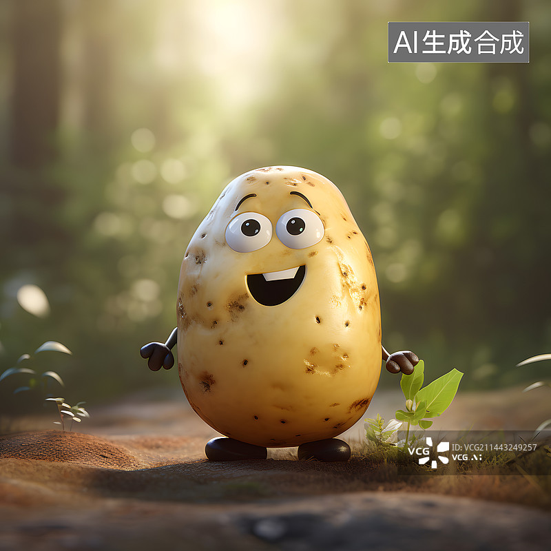 【AI数字艺术】AIGC：土豆的卡通形象  3D图片素材