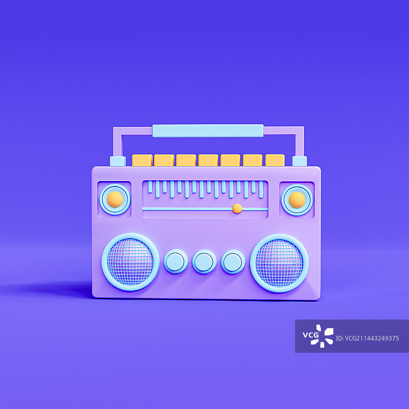 C4D时尚紫色收音机扩音器插画图片素材