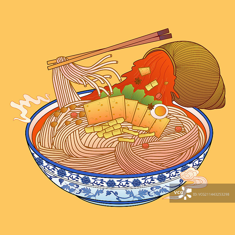 国潮风螺蛳粉插画图片素材