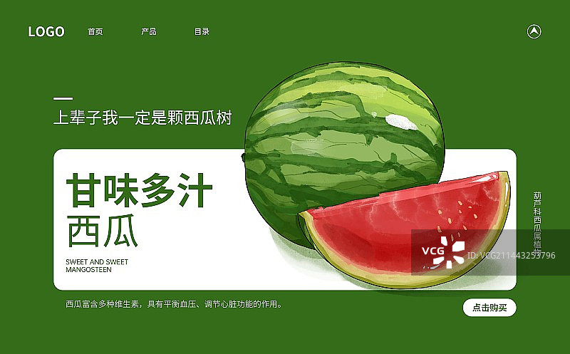 芒种节气西瓜水果插画创意宣传海报设计模板图片素材