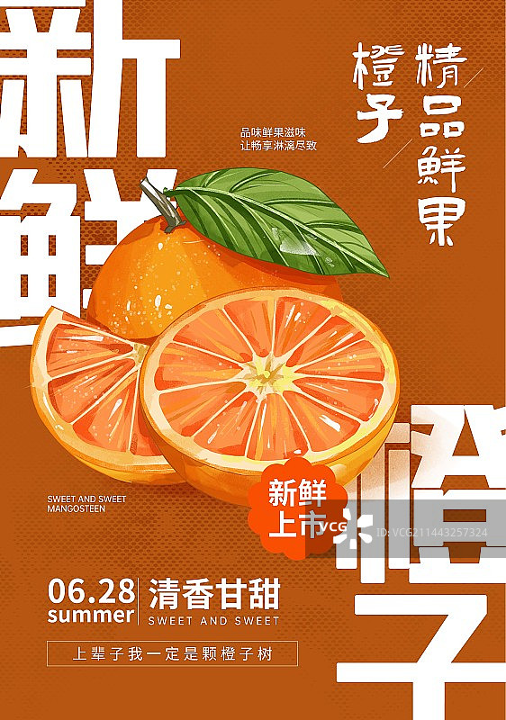 小寒节气橙子水果插画创意宣传海报设计模板图片素材