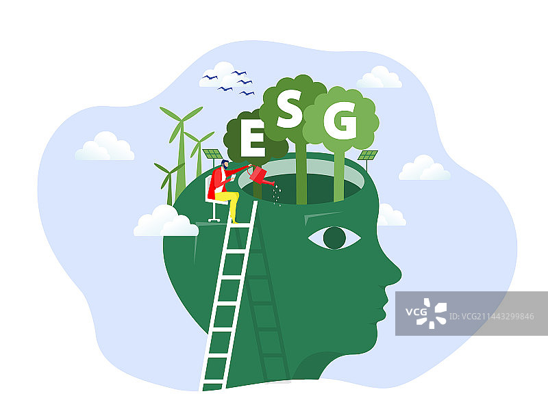 商人给地球形状的植物浇水图片素材