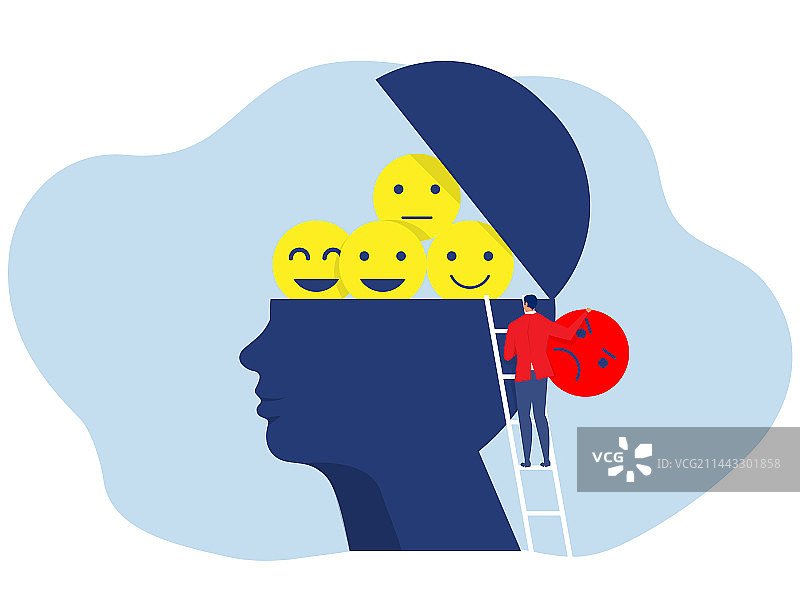 商人从头上取下负面情绪图片素材