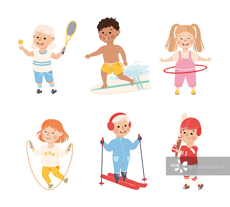 快乐的孩子们在做运动图片素材