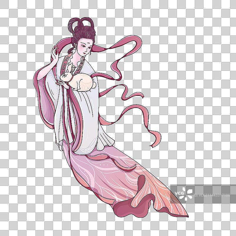 中秋节古装飞天嫦娥仙女国风插画图片素材
