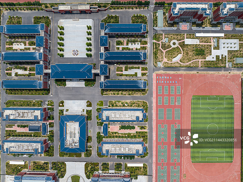高视角航拍郸城一高周口校区（周口实验高中）场景图片素材