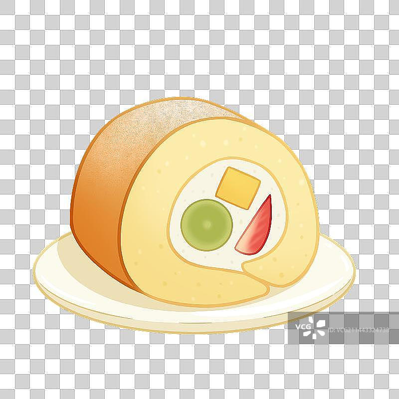 圆形盘子上的水果蛋糕卷图片素材