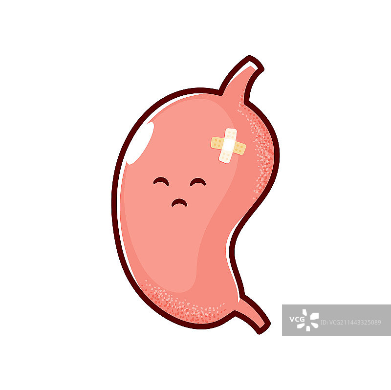 卡通生病的胃部器官角色腹部疼痛图片素材