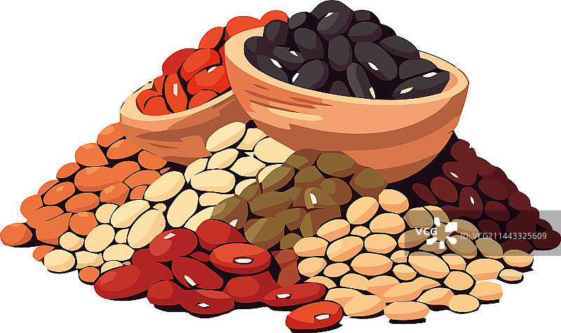 新鲜健康的有机豆堆图片素材