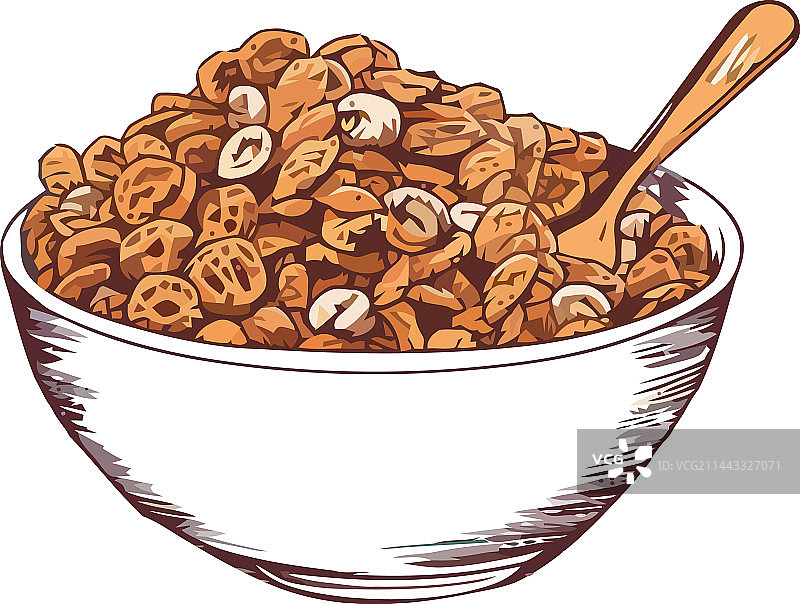 碗里的麦片和勺子图片素材