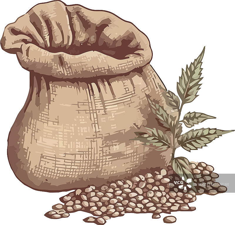 麻布袋装有机小麦面粉图片素材