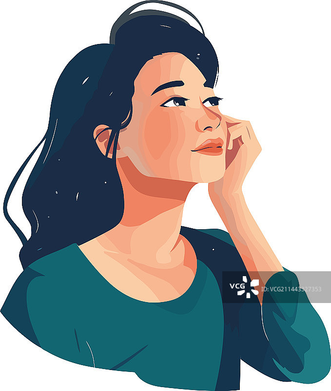 面带微笑的时尚黑发女士图片素材