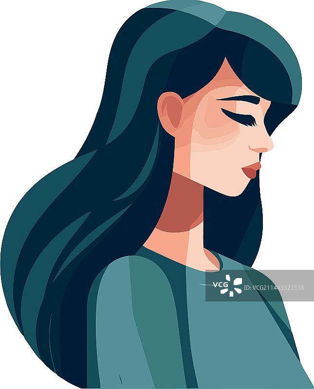 有着乌黑长发的漂亮女人图片素材