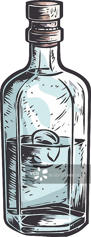 透明玻璃瓶装威士忌图片素材