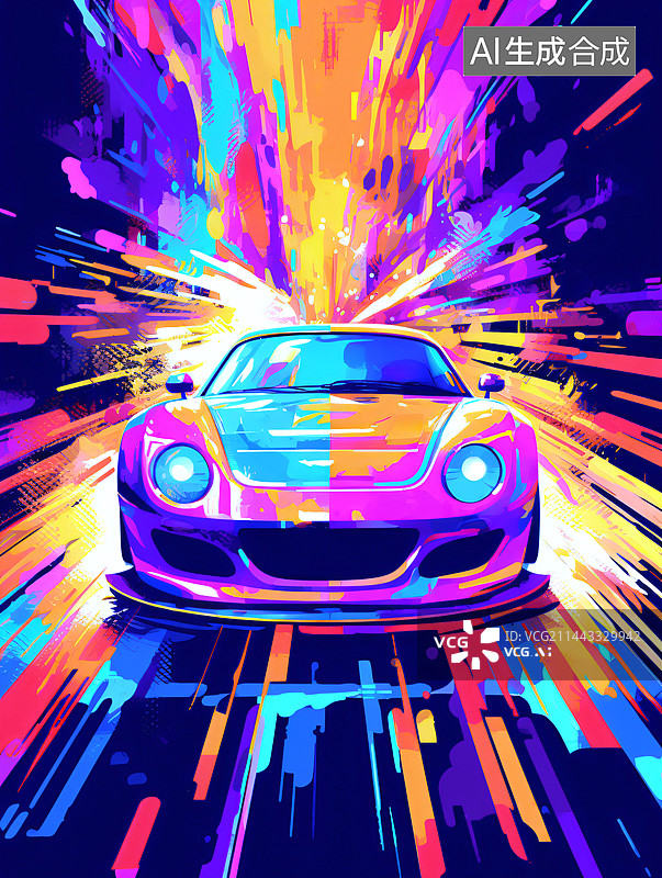【AI数字艺术】比赛运动的赛车插画图片素材