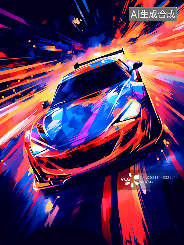 【AI数字艺术】比赛运动的赛车插画图片素材