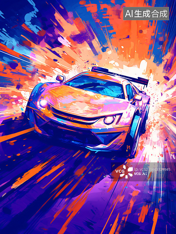 【AI数字艺术】比赛运动的赛车插画图片素材