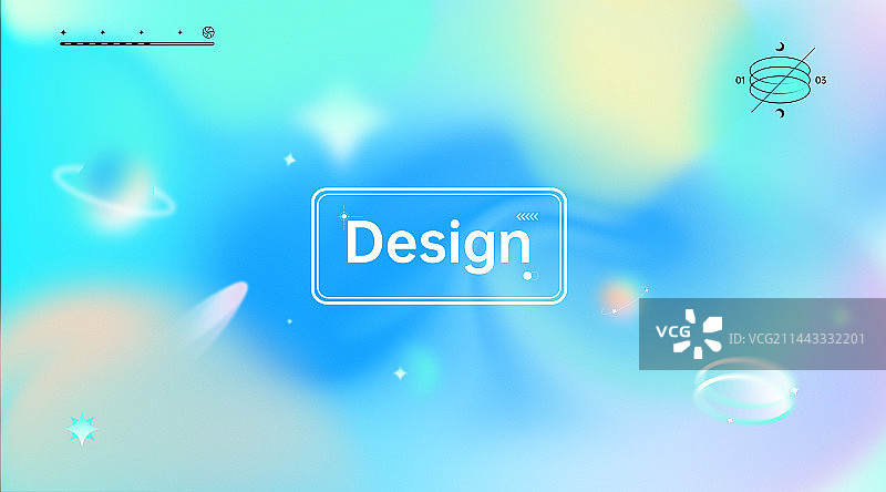 横构图矢量酸性流体蓝色质感设计模板图片素材